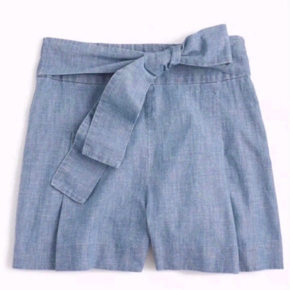 Jcrew chambray cotton tie-waist short size 8 - Picture 3 of 8